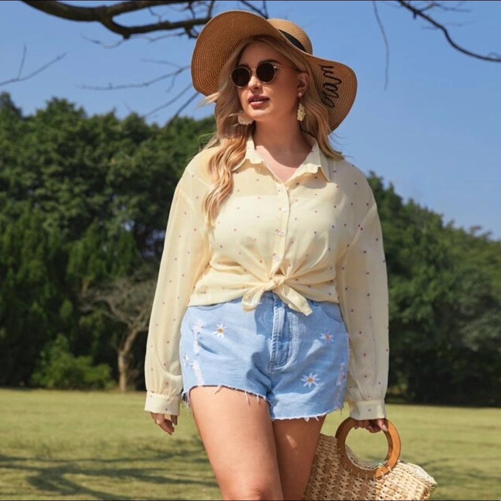 Yellow blouse with flowers